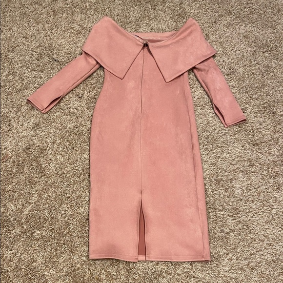 Off the Shoulder Suede Dress - Picture 2 of 2